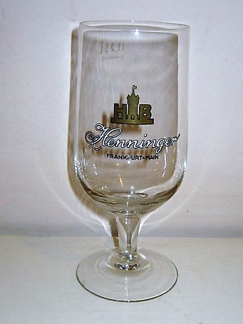 beer glass from the Henninger brewery in Germany with the inscription 'HB Henninger Frankfurt Main'