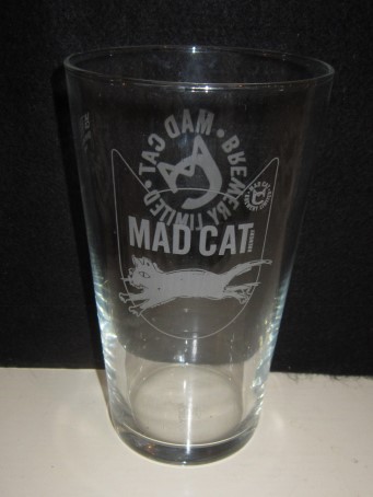 beer glass from the Mad Cat brewery in England with the inscription 'Mad Cat '
