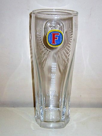 beer glass from the Foster's brewery in Australia with the inscription 'F ESTD Melbourne 1888'