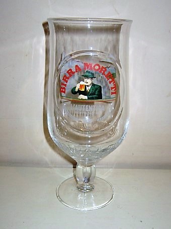 beer glass from the Moretti brewery in Italy with the inscription 'Birra Moretti L'Autentica Ricetta Dal 1859'