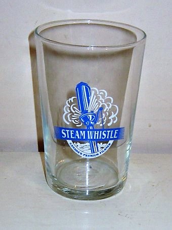 beer glass from the Steam Whistle Brewing brewery in Canada with the inscription 'Steam Whistle Canada's Premium Pilsner'