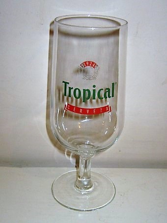 beer glass from the Compania Cervecera de Canarias brewery in Spain with the inscription 'Tropical Cerveza'