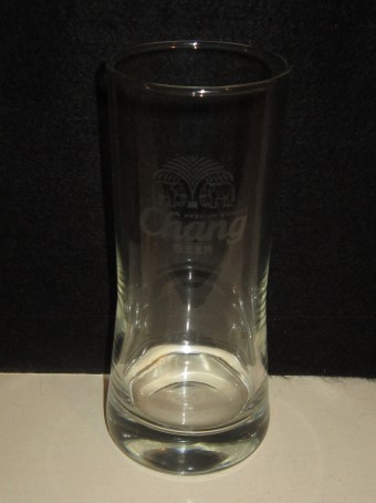 beer glass from the The Thai Beverage Public Company  brewery in Thailand with the inscription 'Chang Beer Premium Quality'