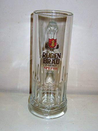 beer glass from the RugenBrau  brewery in Switzerland with the inscription 'Rugen Brau Interlaken Spezial'