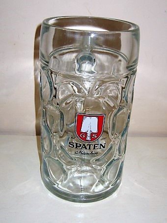 beer glass from the Spaten brewery in Germany with the inscription 'Spaten Munchen Siet 1397'