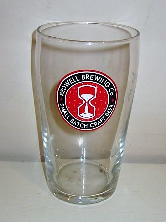 beer glass from the Redwell brewery in England with the inscription 'Redwell Brewing Co Small Batch Craft Beer'