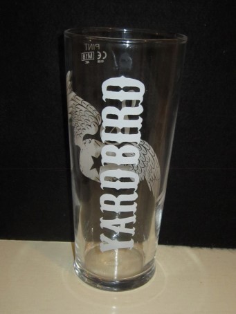 beer glass from the Greene King brewery in England with the inscription 'Yardbird'