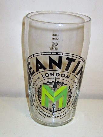 beer glass from the Meantime brewery in England with the inscription 'Meantime London Breweing Company Born In London Brewed For All'