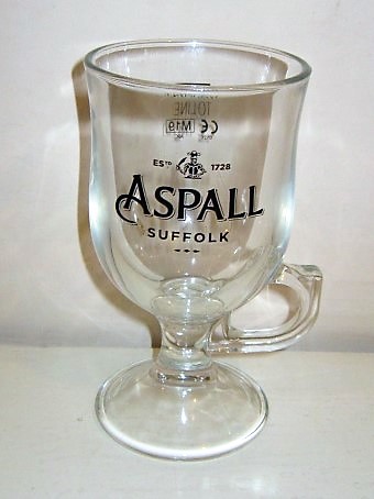 beer glass from the Aspall brewery in England with the inscription 'Aspall Suffolk ESTD 1828'