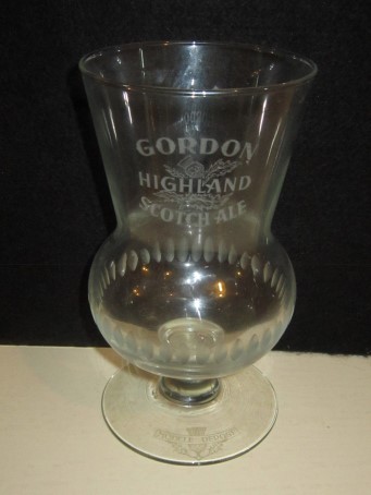 beer glass from the John Martin brewery in Belgium with the inscription 'Gordon Highland Scotch Ale'