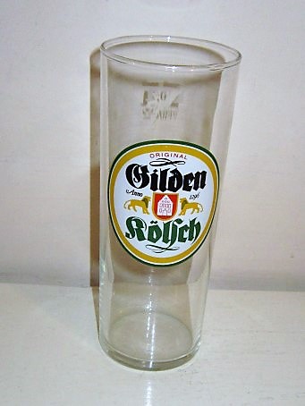 beer glass from the Gilden  brewery in Germany with the inscription 'Original Gilden Kolsch Ann 1296'