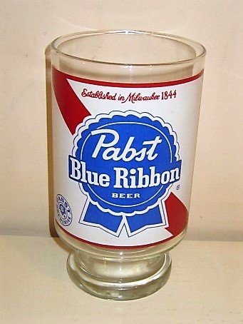 beer glass from the Pabst Brewing Company brewery in U.S.A. with the inscription 'Pabst Blue Ribbon Beer Established In Milwaukee 1844'