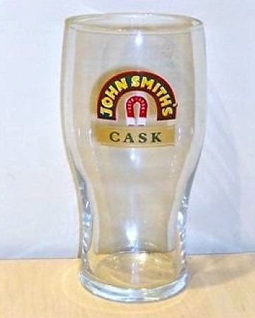 beer glass from the John Smith's brewery in England with the inscription 'John Smith's Estb 1758 Cask'