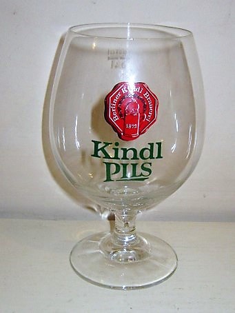 beer glass from the Berliner Kindl  brewery in Germany with the inscription 'Kindl Pils Berliner Kindi Brauerei 1872'