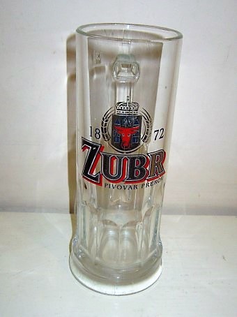 beer glass from the Přerov brewery in Czech Republic with the inscription 'Zubr 1872 Pivovar Prerov'