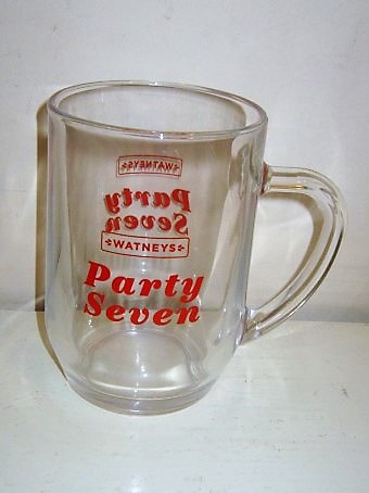 beer glass from the Watney Mann brewery in England with the inscription 'Watneys Party Seven'
