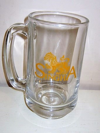 beer glass from the Singha brewery in Thailand with the inscription 'Singha Beer'