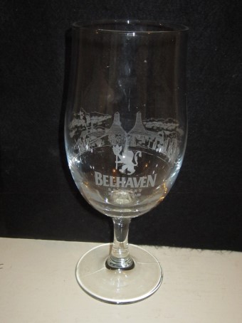 beer glass from the Belhaven brewery in Scotland with the inscription 'Belhaven Brewery Dunbar Scotland'