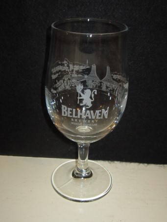 beer glass from the Belhaven brewery in Scotland with the inscription 'Belhaven Brewery Dunbar Scotland'