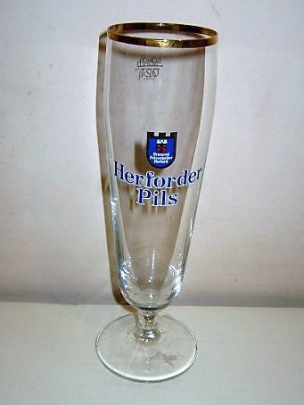 beer glass from the Herforder  brewery in Germany with the inscription 'Herforder Pils Brauerei Felsenkeller Herford'