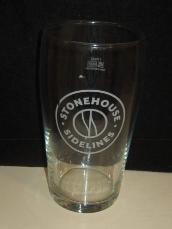 beer glass from the Stonehouse  brewery in England with the inscription 'Stonehouse Sidelines'