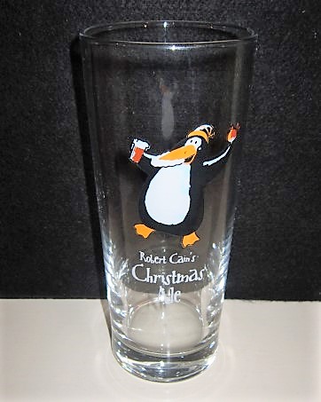 beer glass from the Robert Cain's brewery in England with the inscription 'Robert Cain's Christmas Ale'