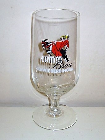 beer glass from the Lamm brewery in Germany with the inscription 'Lamm Brau Schwieberdingen Seit 1812'