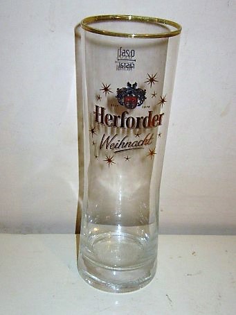 beer glass from the Herforder  brewery in Germany with the inscription 'Herforder Seit 1878 Weihnacht'