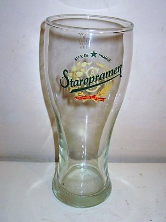 beer glass from the Staropramen brewery in Czech Republic with the inscription 'Staropramen Star Of Prague'