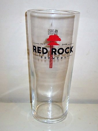 beer glass from the Red Rock  brewery in England with the inscription 'Red Rock Brewery EST 2006'