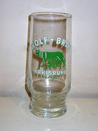 beer glass from the Heidelberg brewery in Germany with the inscription 'Wolf Brau Karlsruhe Seit 1885'