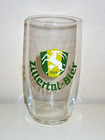 beer glass from the Zillertal  brewery in Austria with the inscription 'Zillertal Bier 1500'