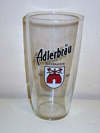 beer glass from the Alder brewery in Germany with the inscription 'Adlerbrau Zuzenhausen Seit 1832'