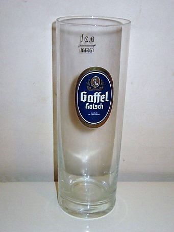 beer glass from the Gaffel brewery in Germany with the inscription 'Gaffel Kolsch Feinherb Im Geschmack'