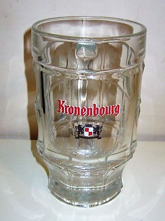 beer glass from the Kronenbourg brewery in France with the inscription 'Kronenbourg International Trade Mark'