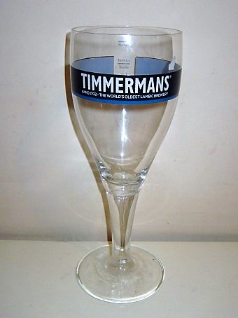 beer glass from the Timmermans brewery in Belgium with the inscription 'Timmermans Anno 1702 The World's Oldest Lambic Brewery'