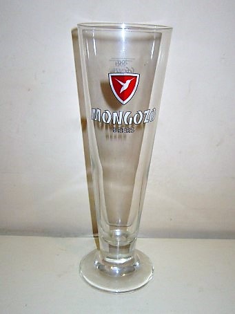 beer glass from the Huyght brewery in Belgium with the inscription 'Mongozo Beers'