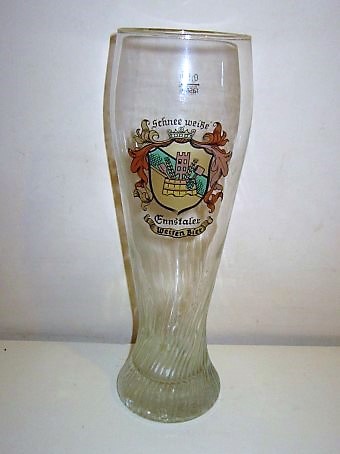 beer glass from the Ennstaler brewery in Germany with the inscription 'Schnee Weibe Ennstaler Weizen Beer'
