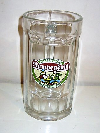beer glass from the Rampendahl brewery in Germany with the inscription 'Rampendahl Hausbrauerei Kornbrennerei'