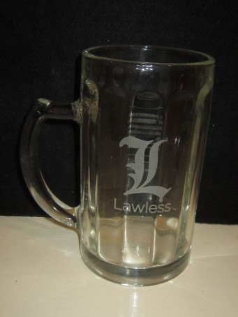 beer glass from the Purity brewery in England with the inscription 'L Lawles'