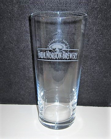 beer glass from the Hook Norton brewery in England with the inscription 'Hook Norton Brewery'