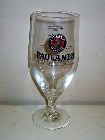 beer glass from the Paulaner brewery in Germany with the inscription 'Paulaner, Paulaner Munchen Seit 1634 '