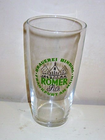 beer glass from the Binding brewery in Germany with the inscription 'Romer Pils Brauerei Binding Frankfurt Am Main'