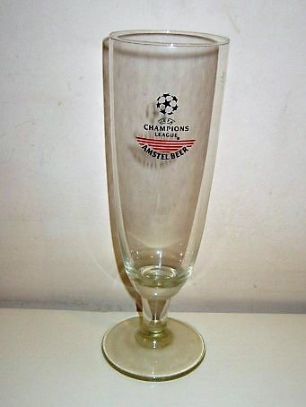 beer glass from the Amstel brewery in Netherlands with the inscription 'UEFA Champions League Amstel Beer'