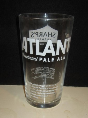 beer glass from the Sharp's brewery in England with the inscription 'Atlantic Exceptional Pal Ale'