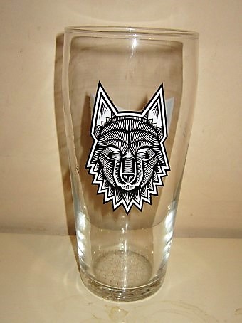 beer glass from the Wolf Pack brewery in England with the inscription ''