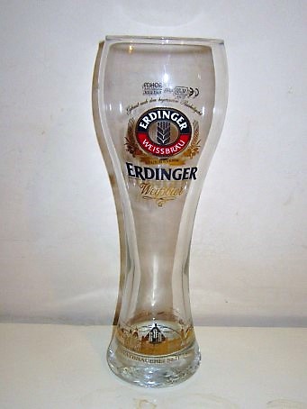 beer glass from the Erdinger  brewery in Germany with the inscription 'Erdinger Weissbrau, Erdinger Weissbier'