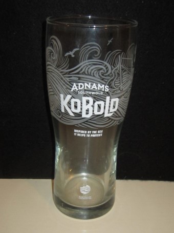 beer glass from the Adnams brewery in England with the inscription 'Adnams Kobolo Inspired By The Sea IT Helps To Protect, Blue Marine Foundation'