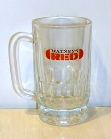 beer glass from the Watney Mann brewery in England with the inscription 'Watneys Red '