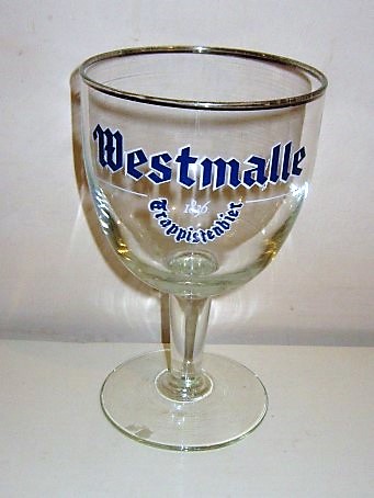 beer glass from the Westmalle brewery in Belgium with the inscription 'Westmalle Trappisten Bier 1836'